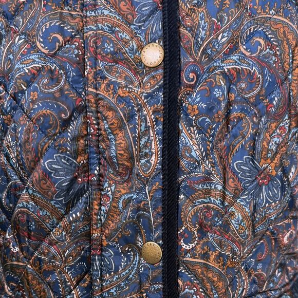 Talbots Womens Coat M Paisley Quilted Corduroy Snap Button Jacket Preppy Classic - Picture 5 of 10